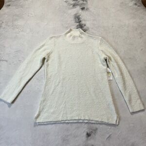 Calvin Klein Sweater Womens Size Medium Mock Neck‎ Ivory Teddy Soft
